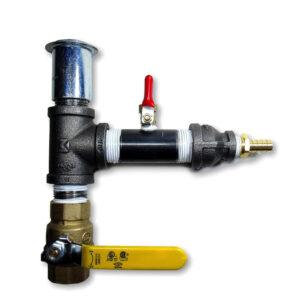 Side view of Easy Drain Metering valve with large drain valve